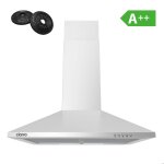 Ciarra hotte dcorative 60cm a + + 2pcs filtre  charbon 370m / h recyclage ou evacuation 3 vitesses ...