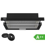 Ciarra hotte tlscopique 60cm classe a + + 370m3 / h 2pcs filtre actif hotte tiroir intgre noir