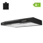 Ciarra hotte visire 60cm classe a + avec filtre  charbon 3 vitesses 220m / h recyclage & evacuation ...