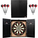 Cible de fl�chettes avec armoire int�gr�e - 2 jeux complets inclus - jeu dint�rieur familial