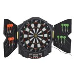Cible jeu de flchettes lectronique homcom - 27 jeux jusqu 8 joueurs - led haut - parleur noir