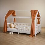 Lot de 2 rideaux de lit nena en mousseline 100% coton 125 x 310 cm pour lits cabanes enfants tissu lger ...