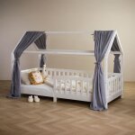 Lot de 2 rideaux de lit nena en mousseline 100% coton 125 x 310 cm pour lits cabanes enfants tissu lger ...