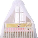 Ciel de lit bb avec support - moustiquaire ronde - dcoratif blanc