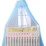 Ciel de lit bébé avec support - voile grande taille moustiquaire décorative - bleu Ciel de lit bébé avec support - voile grande taille moustiquaire décorative - bleu