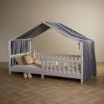 Rrideau de lit lian en mousseline 100% coton 125 x 310 cm pour lits cabanes enfants tissu lger et doux ...