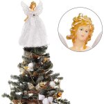 Cimier de sapin - dcoration de nol - ange en plastique - 205 cm - blanc - polyester