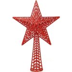 Cimier de sapin toile rouge paillete 27 cm - rouge