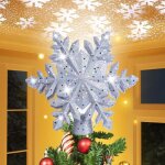 Cimier de sapin lumineux projecteur led 3d en flocon de neige lumire de projection topper de sapin nol ...