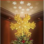 Cimier de sapin de nol - marsee - scintillant - dcoration led - or - flocons de neige projets