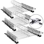 Cintres de pantalon en mtal - - - clips chrom rglables - gain de place - paquet de 30