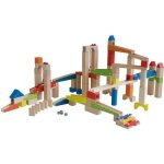 Circuit � billes en bois - roba - 20 billes en verre - 80 briques de construction - naturel / rouge / ...