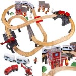 Circuit train en bois - marque - 48 m - 70 éléments - sécurisé - mixte 3 ans Circuit train en bois - marque - 48 m - 70 éléments - sécurisé - mixte 3 ans