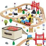 Circuit de train bois enfants 3 - 8 ans - vevor - ensemble rails de train bois 70 pcs jouet pour no�l ...