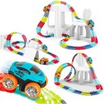 Circuit voiture enfant electrique avec voiture de course lumineuse led piste de course flexible pour ...