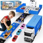 Circuit voiture enfant transporteur 156 cm avec 8 mini voitures : jouet cadeau pour gar�ons de 2 � 6 ...