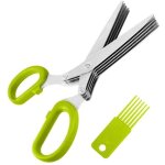 Ciseaux � herbes - multi - usages - 5 lames en inox - poign�e anti - d�rapante - couleur verte