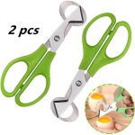 Ciseaux  ?ufs - caille - acier inoxydable - vert - 14x6 cm - lot de 2