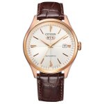 Citizen - montre hommes - automatique - analogique - bracelet cuir marron - nh8393 - 05ae