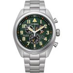 Montre hommes citizen eco - drive chronographe bracelet acier inoxydable argent at2480 - 81x