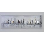 City2 tableau dco toile peinte 25x70 cm gris et jaune