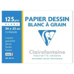 Clairefontaine - pochette dessin - papier  grain p. e. f. c - 24 x 32 - 12 feuilles - 125g - couleur ...