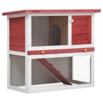 Clapier cage � lapins rongeurs poulailler pour petits animaux de compagnie dext�rieur 1 porte rouge bois ...