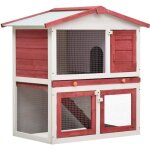 Clapier cage  lapins rongeurs poulailler pour petits animaux de compagnie dextrieur 3 portes rouge ...