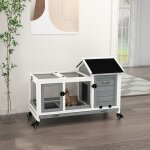 Clapier cage � lapins rongeurs sur roulettes 2 portes verrouillables - dim. 108l x 58l x 735h cm - bois ...