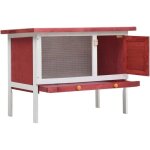 Clapier dext�rieur 1 niveau rouge et blanc bois 90x45x65 cm maison lapin imperm�able cage � lapins jardin ...