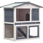 Clapier dextrieur 3 portes gris enclos cage  lapin animaux bois[504]