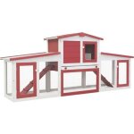 Clapier lapin dextrieur - cage clapier lapin cage de transport gris rouge et blanc 204x45x85 cm bois ...