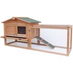 Wiltec clapier xxl ? 1560 x 520 x 680 mm ? 2 �tages ? toit bitum� ? bois sapin ? avec maisonnette superpos�e ...
