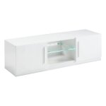 Clark - meuble tv 2 portes moderne laqu� blanc avec leds
