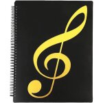Classeur a4 pour partitions de musique - 60 pages � spirales noir poches et surface annotable anti - ...