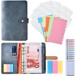 Classeur a6 - budget planner - pu cuir - 12 enveloppes pvc - rangement pratique