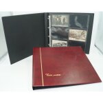 Classeur album safe bordeaux + 25 feuilles transparentes pour 300 cartes postales anciennes ou autre