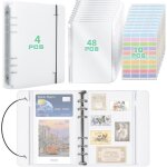 Classeur � anneaux a5 - zgeer - 4 pi�ces - 6 anneaux - 48 pochettes budget - transparent - 23x179 cm ...