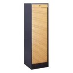Classeur - anthracite - 140 cm - bois massif - 8 tablettes - rideau escamotable