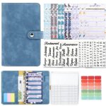 Classeur budget a6 - haopyou - budget planner - cuir pu - 10 pochettes - 30 cat�gories
