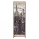 Classeur � rideau ch�ne hauteur 104 cm - new york 500 - 4 �tag�res r�glables - meuble gain de place