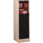 Classeur  rideau - matha - chne naturel et noir - 8 tablettes - fermeture  cl - eco - conu