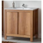 Ensemble meuble vasque salle de bain - bois - 80 cm - typical oak