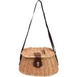 Classic vintage panier  poisson en osier avec bandoulire rglable marron