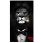 Classique noir sauvage lion dans un costume toile peinture mur art animal gentleman lion affiches photo ...