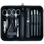 �tui de manucure - clauss - noir - instruments en acier inoxydable - cuir - mixte