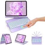 Clavier bluetooth azerty avec trackpad pour ipad 11 a16 2025 / 109 2022 rotatif 360� r�tro�clairage 7 ...