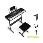 Clavier electronique 61 touches lumineuses costway - avec tabouret support r�glables - fonction split ...