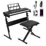 Clavier �lectronique 61 touches set complet avec support tabouret microphone et casque id�al pour d�butants ...