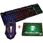Clavier de gaming et souris et tapis de sourisled r�tro - �clairage arc en ciel - clavier usb gamer qwerty ...